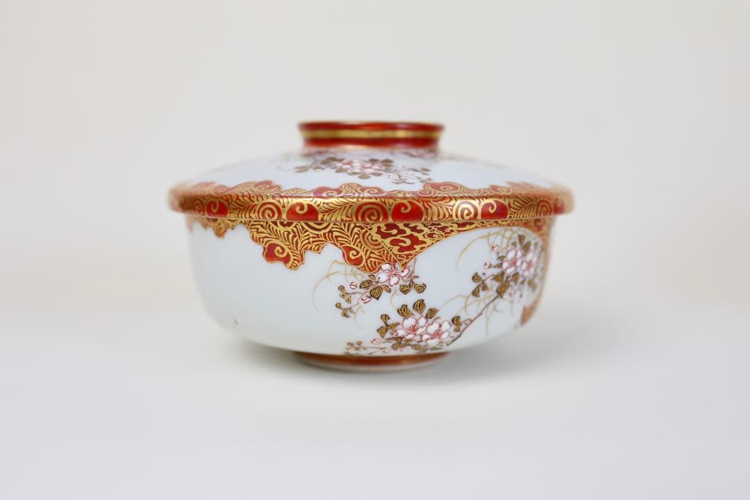 九谷焼 栄喜堂 赤絵 金彩 色絵 茶道具 九谷 陶磁器 和食器 茶碗6-6