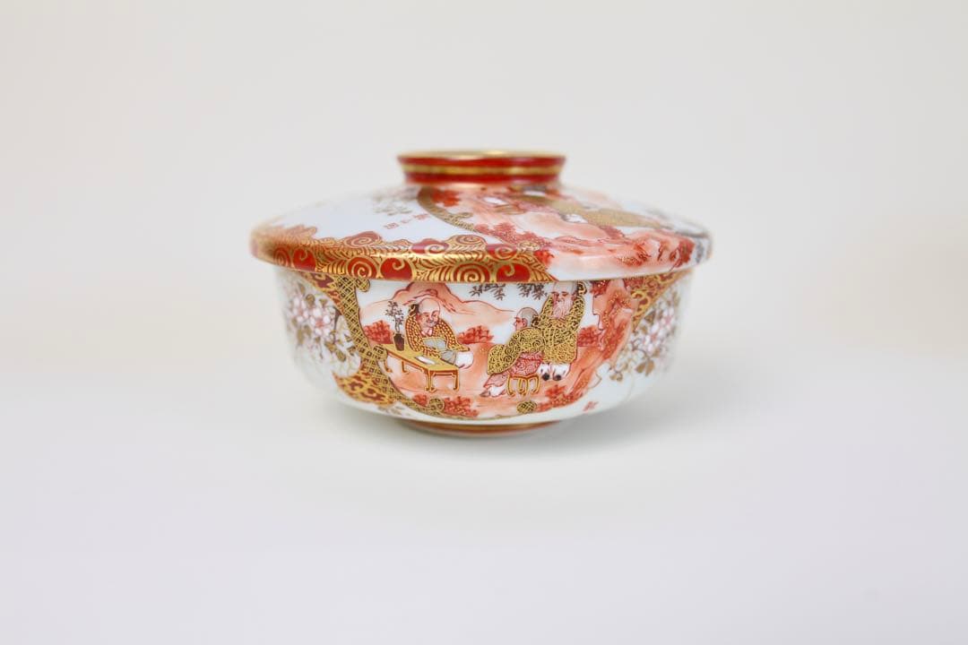 九谷焼 栄喜堂 赤絵 金彩 色絵 茶道具 九谷 陶磁器 和食器 茶碗6-6