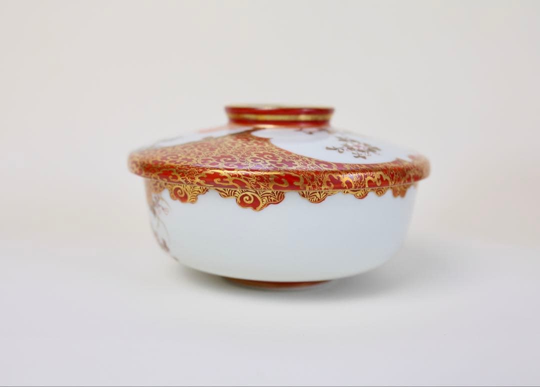 九谷焼 栄喜堂 赤絵 金彩 色絵 茶道具 九谷 陶磁器 和食器 茶碗6-6