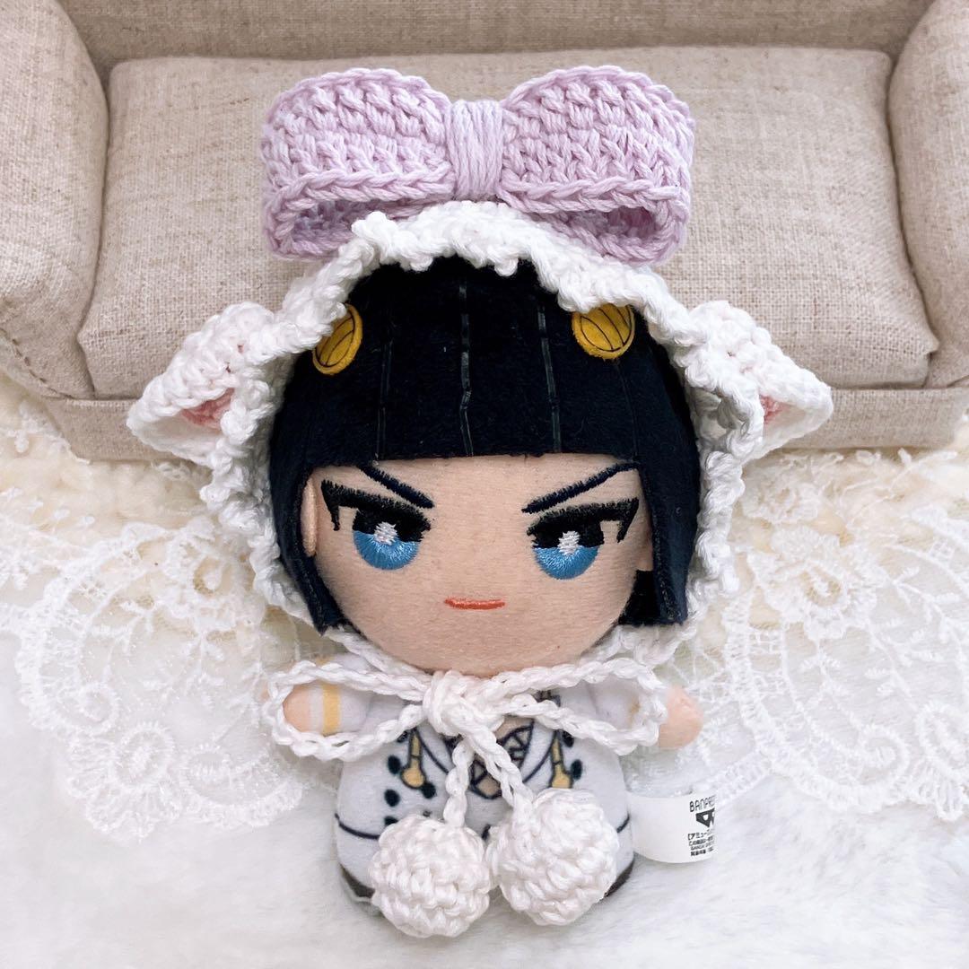 10㎝ ちびぐるみ　にじぱぺ　ぬい服　子ひつじちゃんボンネット　薄紫　２