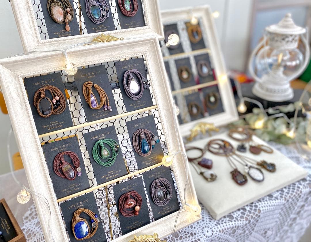 llatte☆ココナッツジャスパー 天然石マクラメネックレス/日々のお守りアクセ