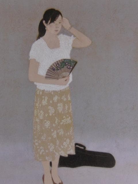 丸山勉、【夏の日】、希少な額装用画集画、新品高級額 額装付、状態良好