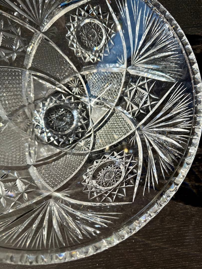 クリスタルガラス カットガラス 大皿 フルーツボウル 29cm 重厚