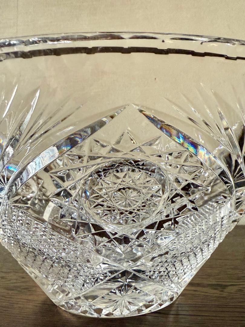 クリスタルガラス カットガラス 大皿 フルーツボウル 29cm 重厚