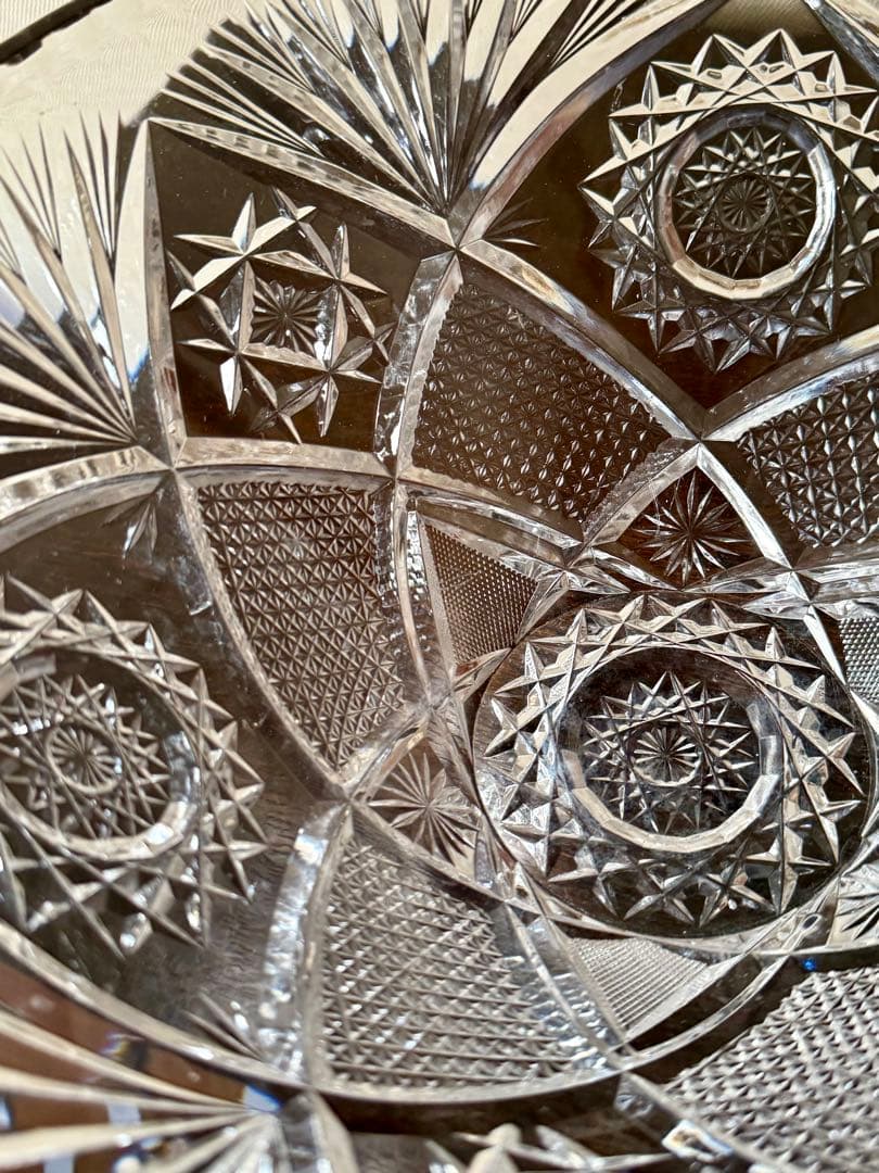 クリスタルガラス カットガラス 大皿 フルーツボウル 29cm 重厚