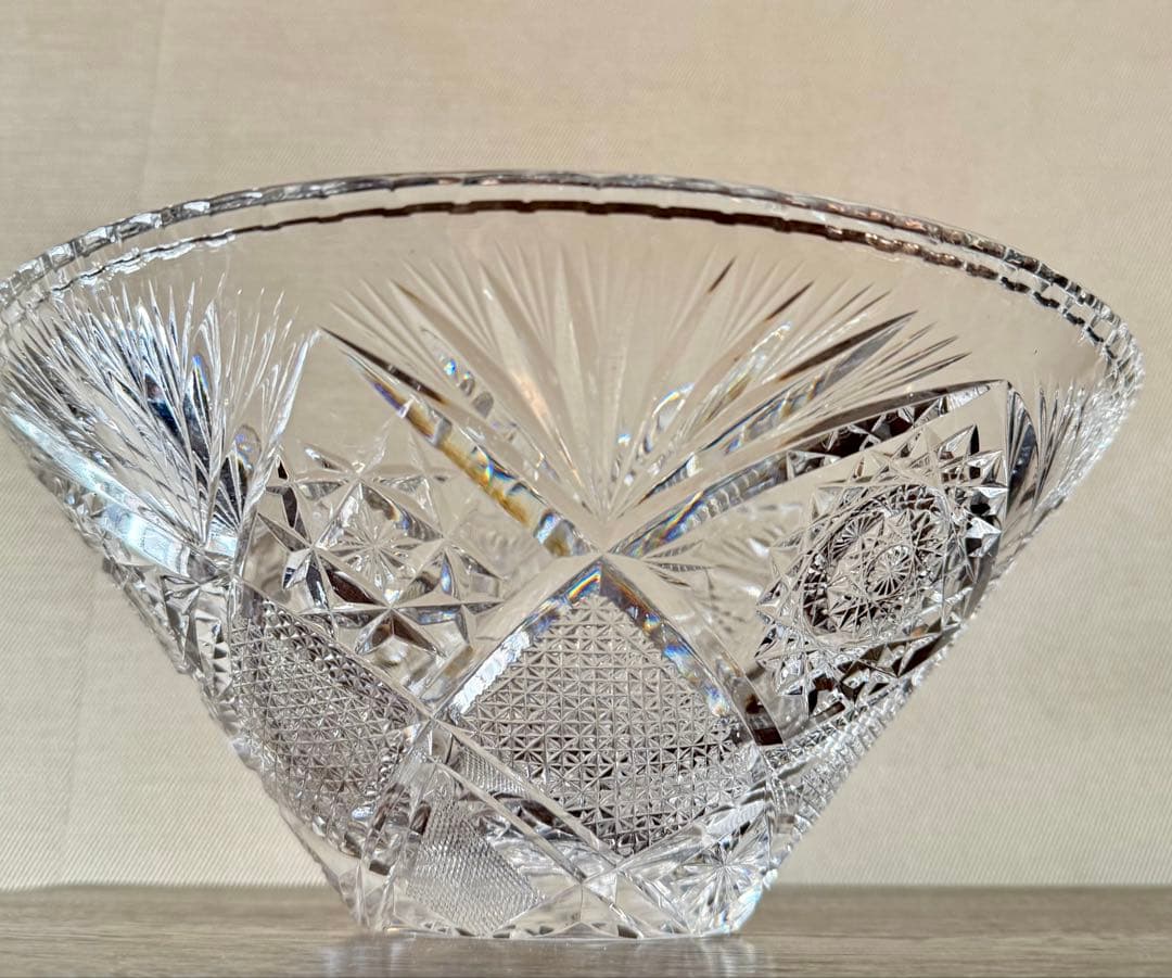 クリスタルガラス カットガラス 大皿 フルーツボウル 29cm 重厚