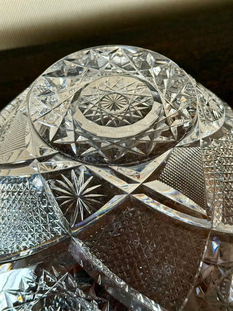 クリスタルガラス カットガラス 大皿 フルーツボウル 29cm 重厚
