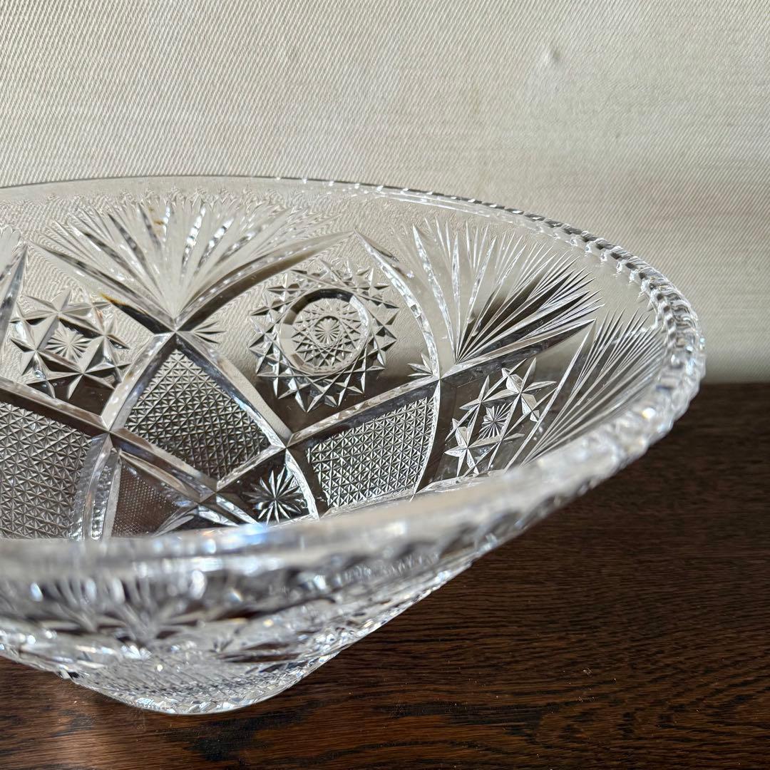 クリスタルガラス カットガラス 大皿 フルーツボウル 29cm 重厚