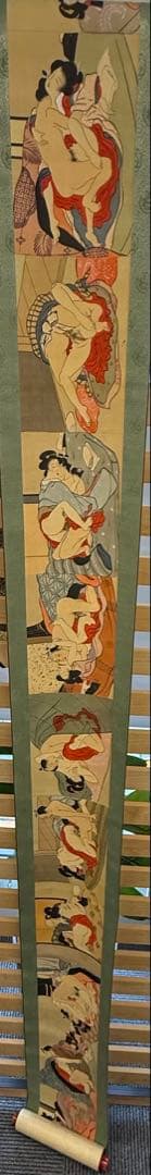 春画 絵巻物 掛軸 肉筆風 時代物 骨董 和紙箱入り