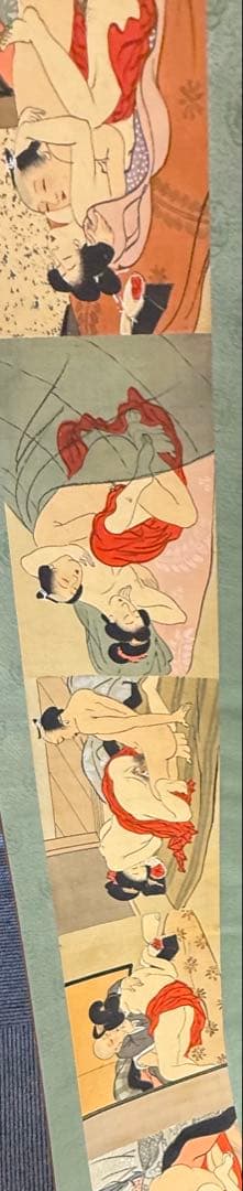 春画 絵巻物 掛軸 肉筆風 時代物 骨董 和紙箱入り