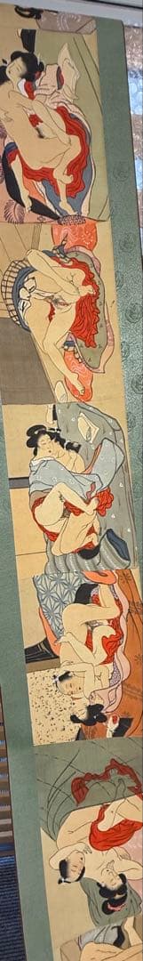 春画 絵巻物 掛軸 肉筆風 時代物 骨董 和紙箱入り