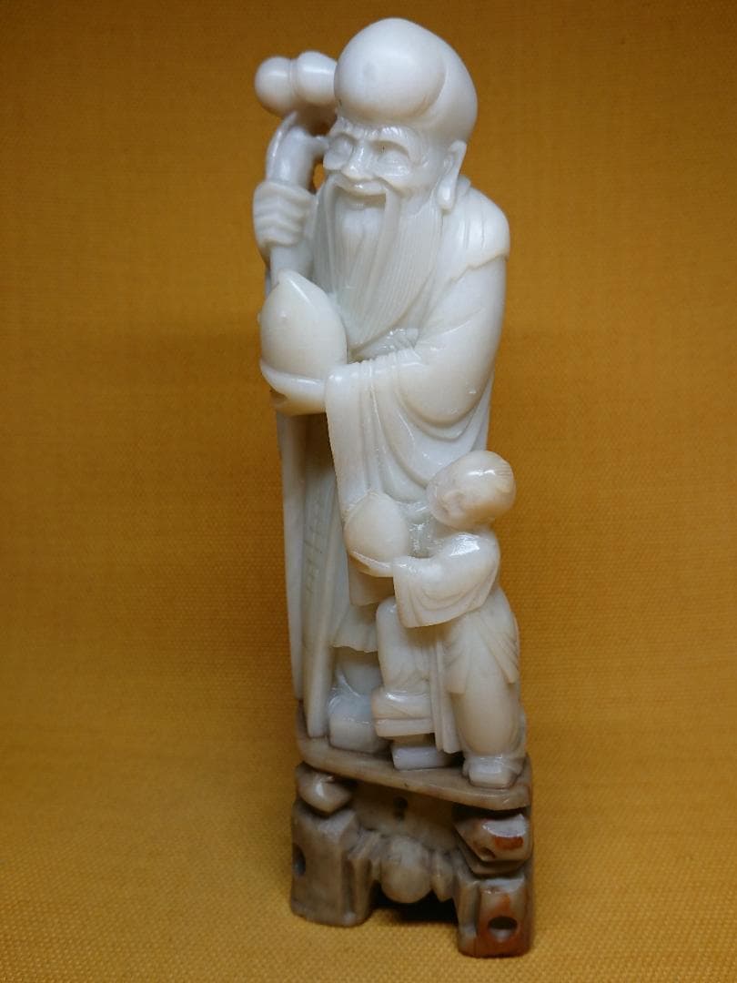 人形　天然石　彫刻　古玩　骨董　置物　インテリア　工芸品　美術品　A3423