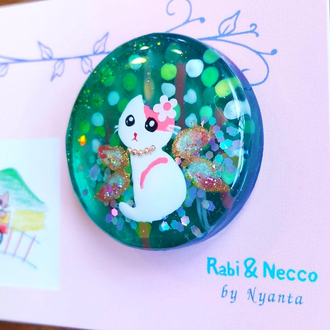 レジンヘアゴム.ブローチ☘ハンドメイド☘手描きNo.321