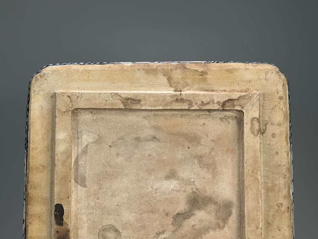 3.3-1中国美術　古越国　安南　青花鳳凰文四方盤　染付皿　時代皿　古物　唐物