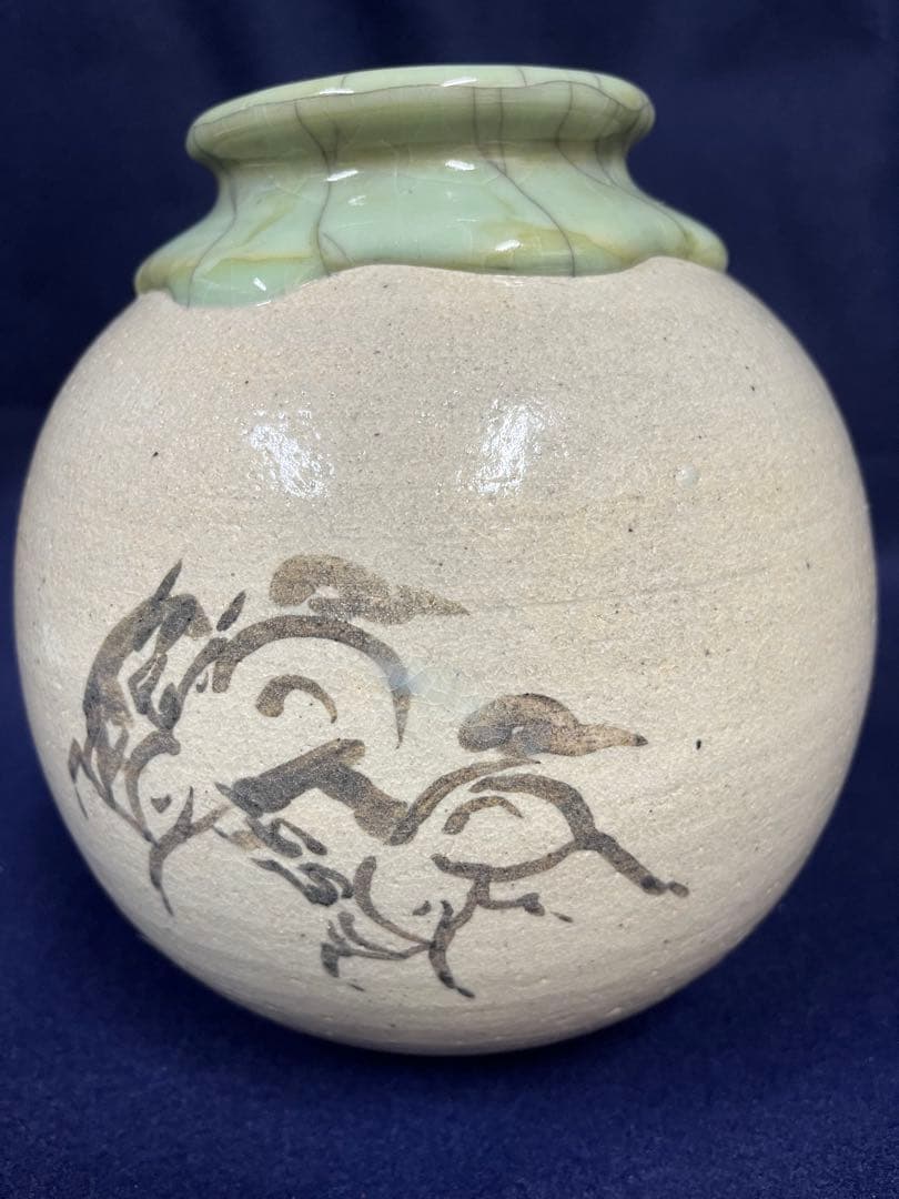 相馬駒焼，花瓶又は壺