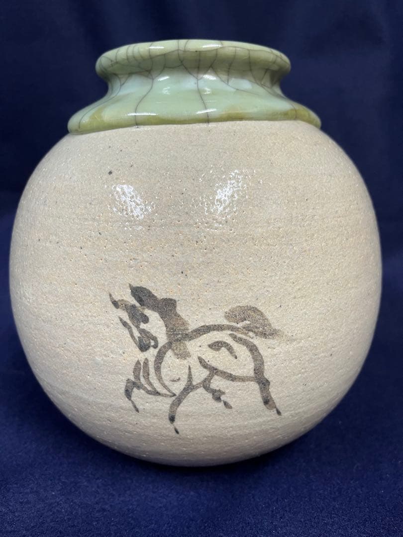 相馬駒焼，花瓶又は壺
