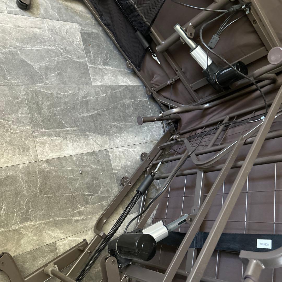 電動ベッド 1モーター 背と脚連動 ブラウン マットレス 家庭用