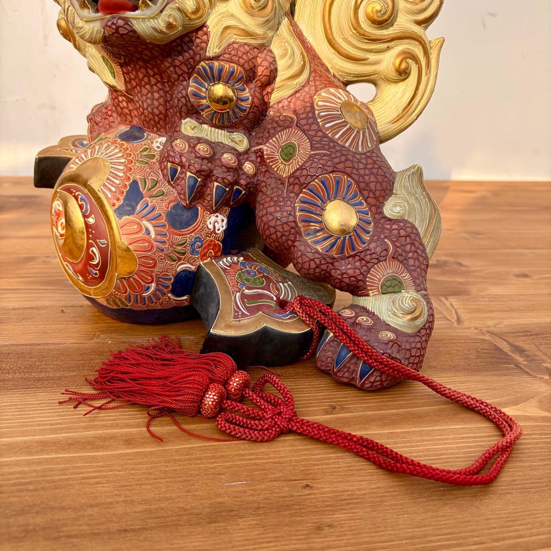 陶器製 獅子像 打ち出の小槌付き