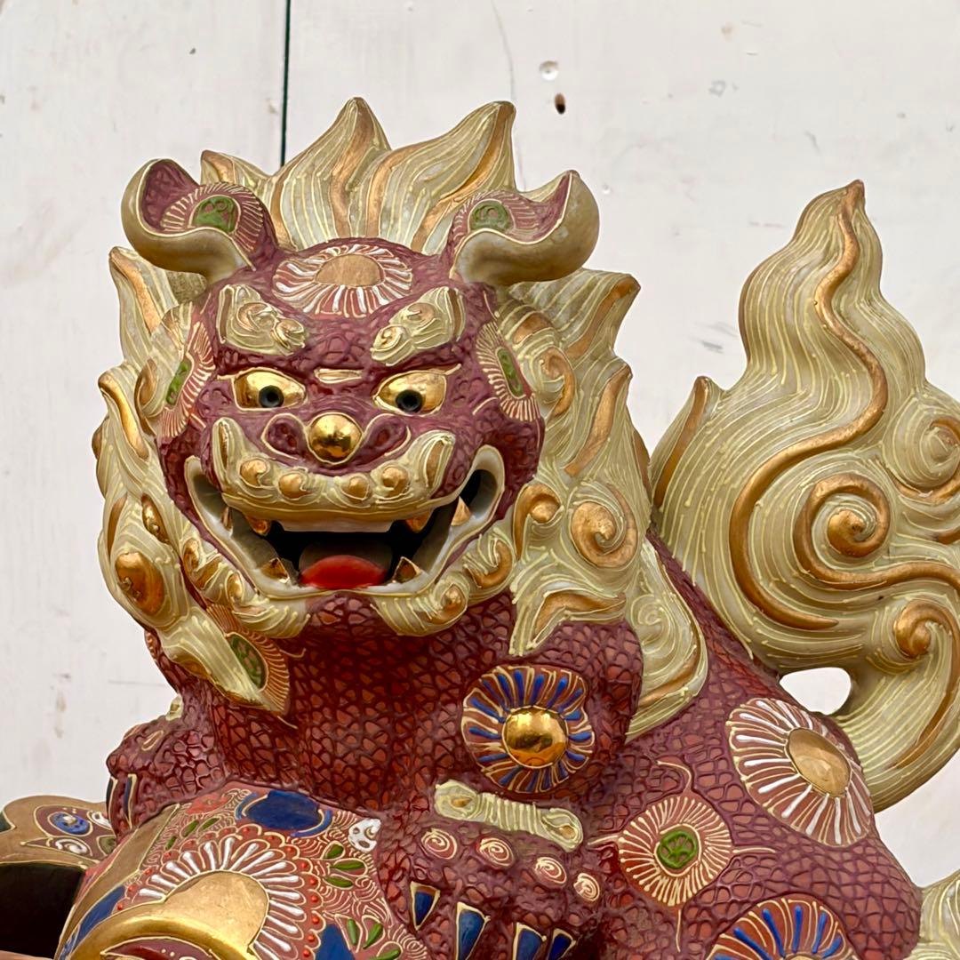陶器製 獅子像 打ち出の小槌付き