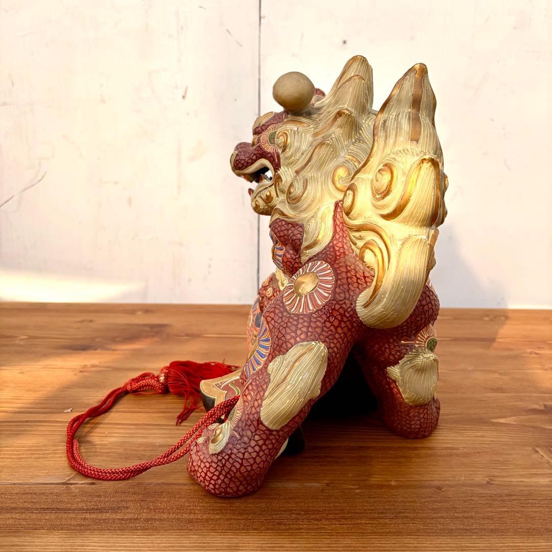 陶器製 獅子像 打ち出の小槌付き