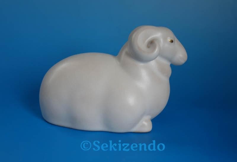 京焼　清水焼　楠部彌弌　フィギュリン 未 羊　置物 共箱 文部大臣賞受賞２５４６