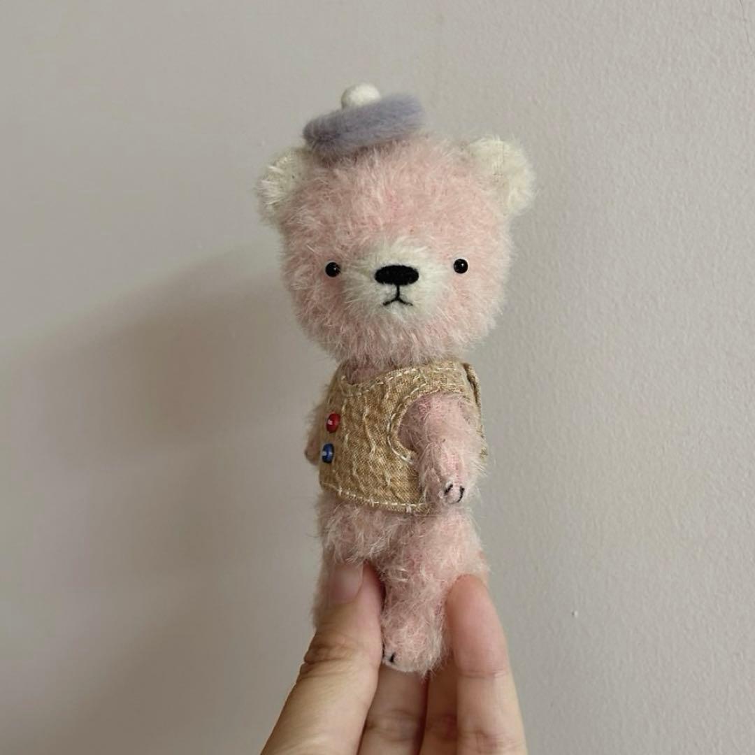 桃色のテディベア アーティストベア 海外作家様 ハンドメイド ぬいぐるみ くま