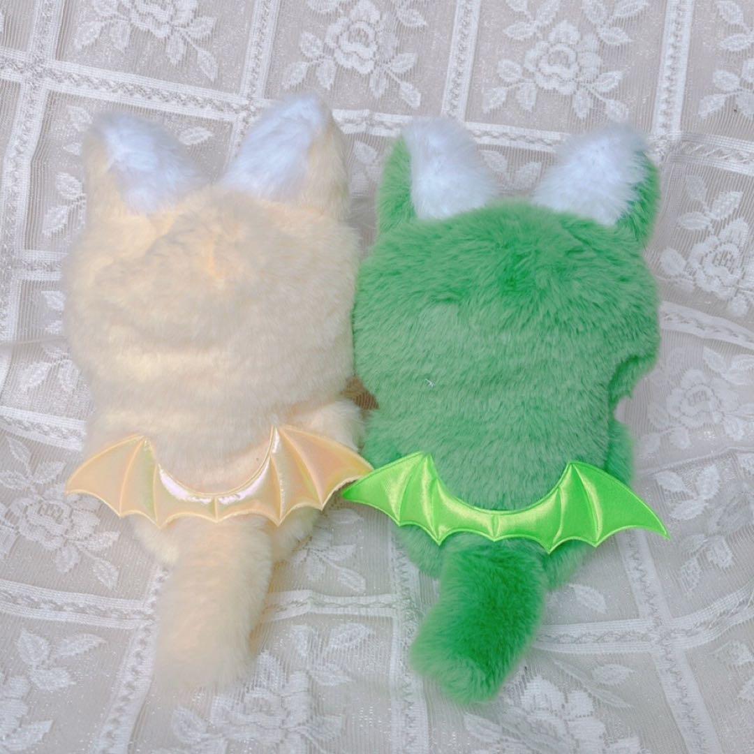 b158 ぬい服 12cm ちびぐるみ 着ぐるみ おすわり 黄色 緑 狼セット