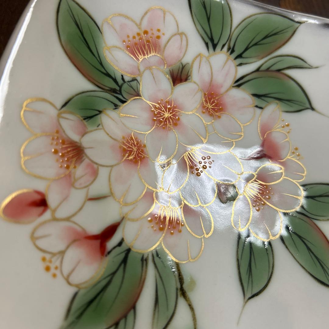 京都　京焼　清水焼　とうあん　陶葊　　角皿　四角皿　桜