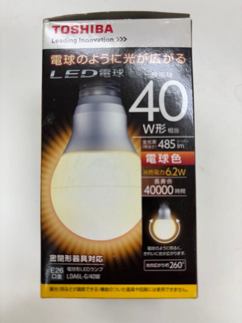 TOSHIBA LED電球 LDA6L-G-40W E26 10個