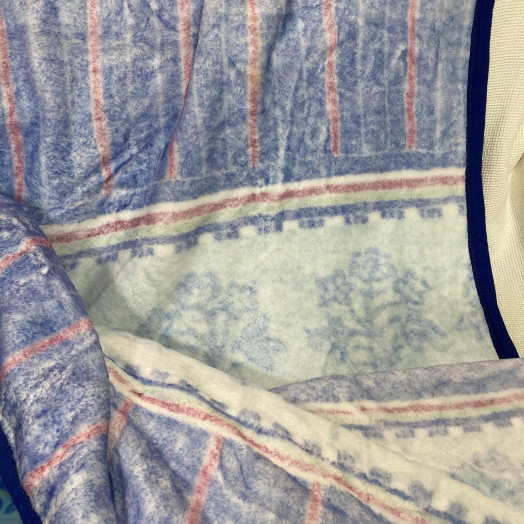 花柄フリース毛布 青系　ケンゾー