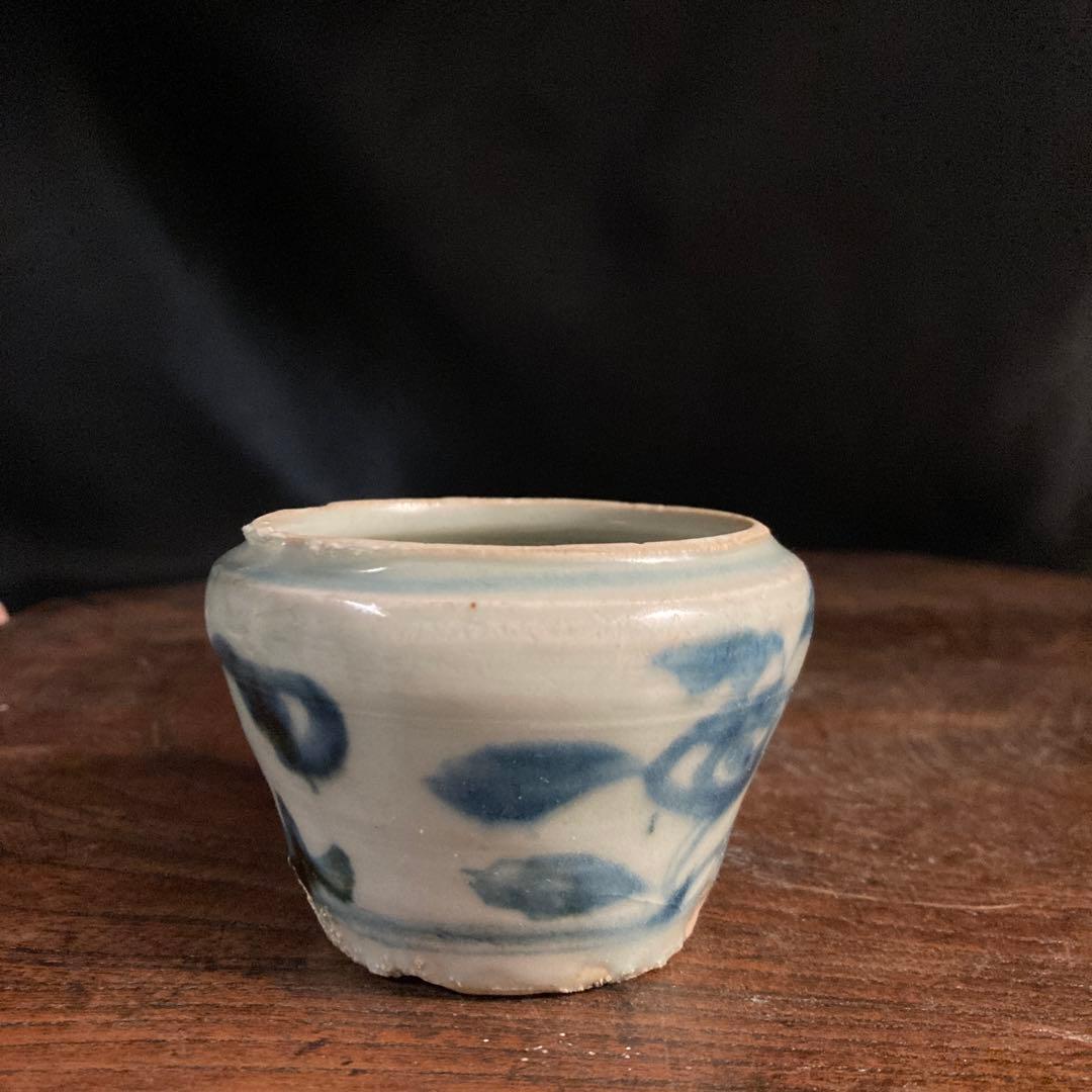 蒐集処分セール❗️【ギャラリー三益】古美術　元〜明初染付　芙蓉紋共蓋小壺