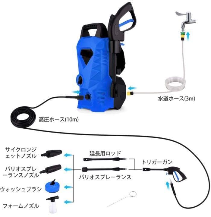 【超パワフルで頑固な汚れも瞬時にピカピカ】高圧洗浄機 1400W　イエロー