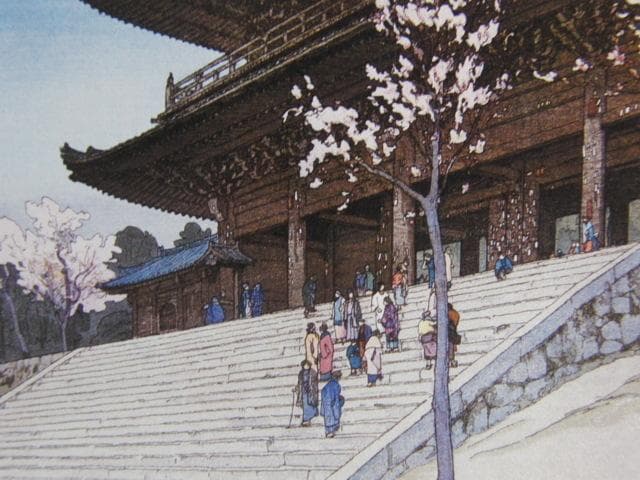 吉田博、【樓門】、希少な額装用画集より、美品、日本人画家、新品額装付