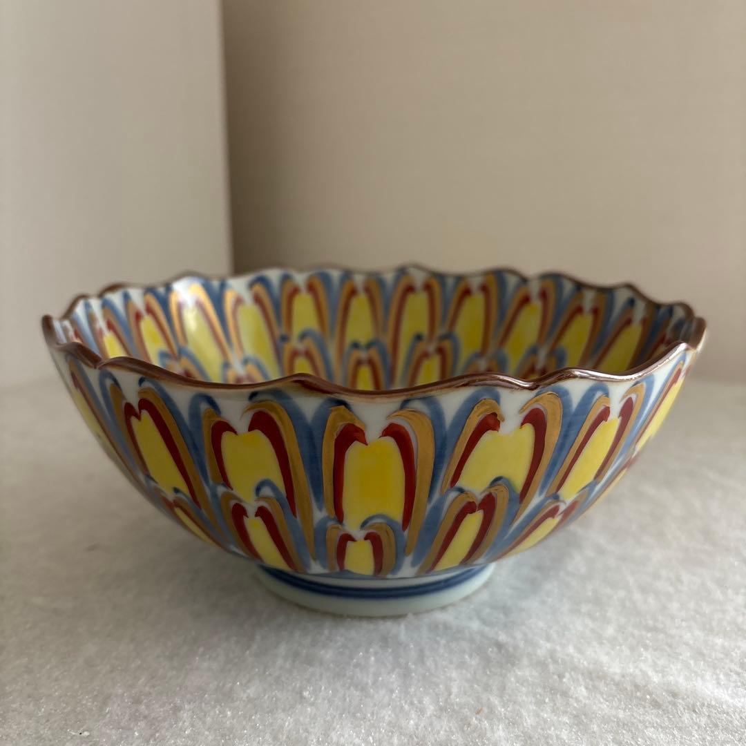 京焼　清水焼　平安岩華造　岩華　着彩菊盆　菊紋　金彩　鉢　菓子鉢