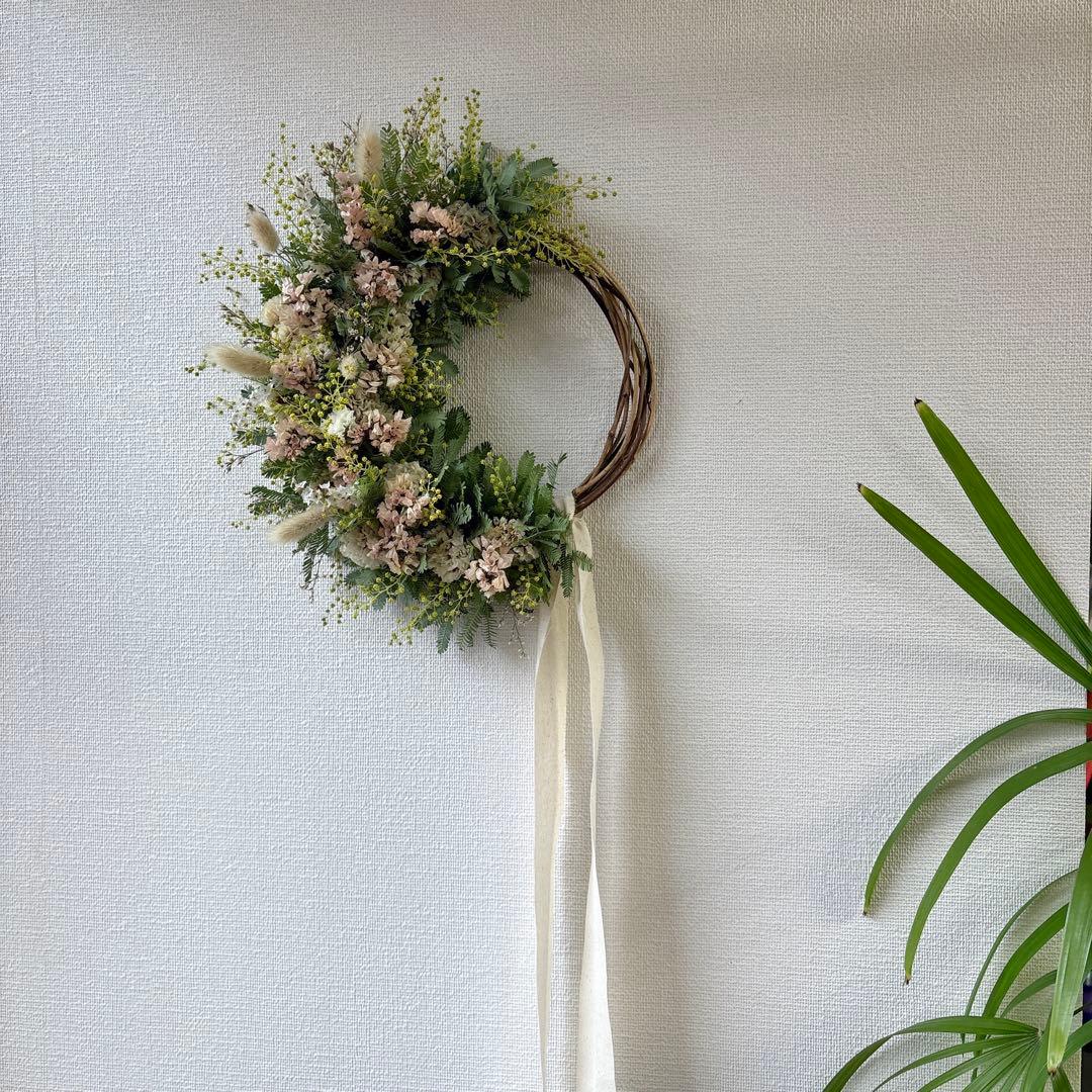 ＊Natural＊ころころミモザの蕾のリース☆ドライフラワーリース