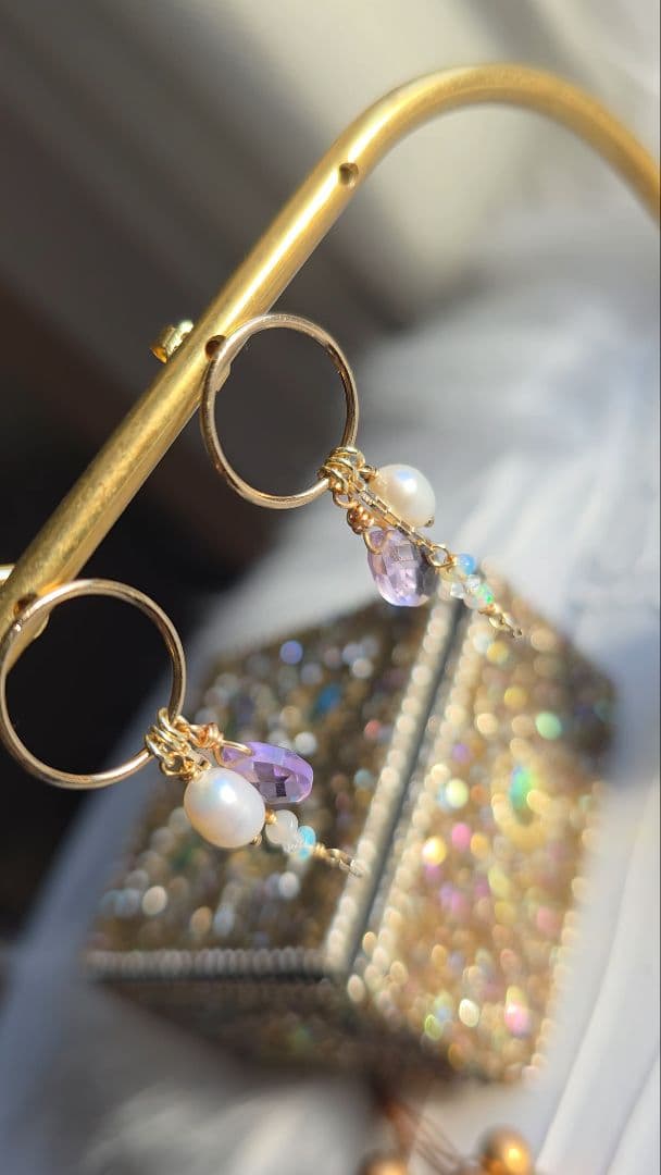 14KGF♡サークルピアス♡アメジスト