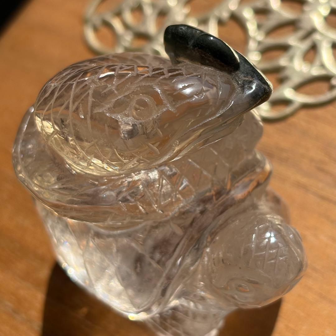 天然石 ブラジル産のグリーンガーデンクォーツ 玄武の置物238g