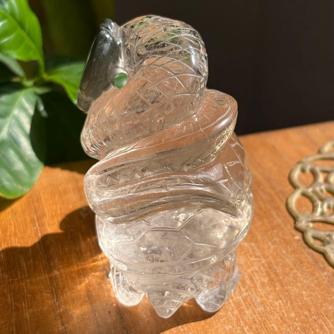 天然石 ブラジル産のグリーンガーデンクォーツ 玄武の置物238g