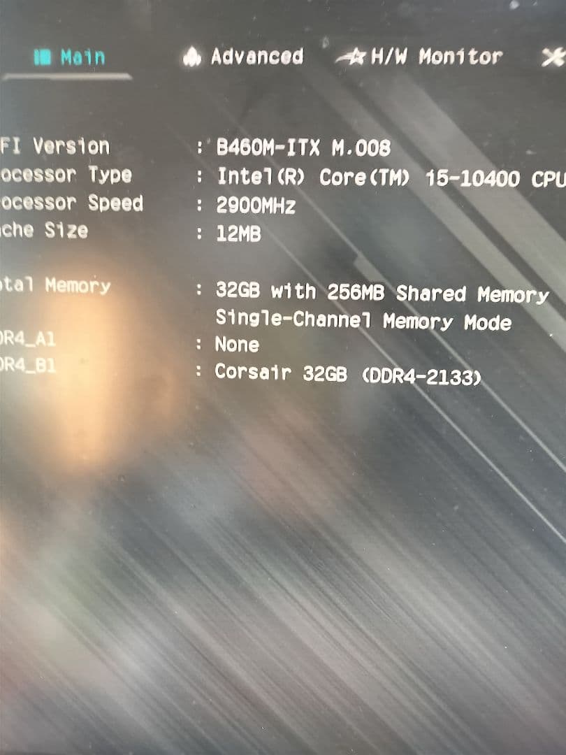 B460M-ITX + i5-10400(マザーボードとCPUセット）