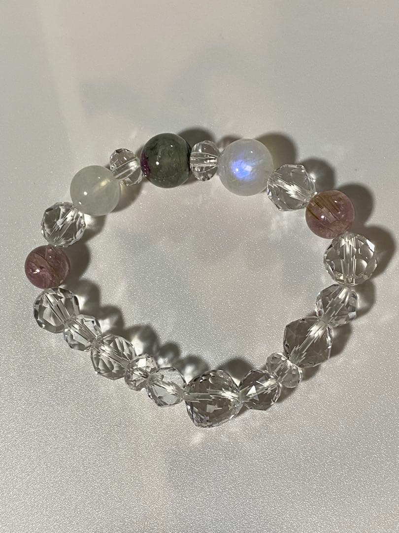 トルマリン 天然石ブレスレット パワーストーン ホワイトラブラドライト