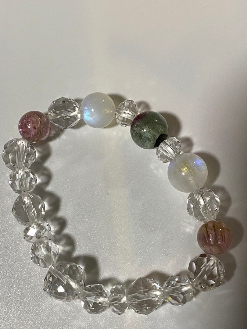 トルマリン 天然石ブレスレット パワーストーン ホワイトラブラドライト