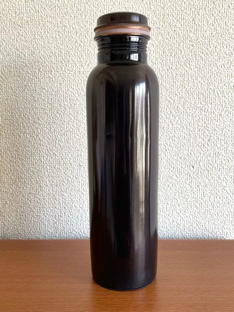 7つチャクラ水筒ブラック銅製ウォーターボトルインドハンドメイドFCB15