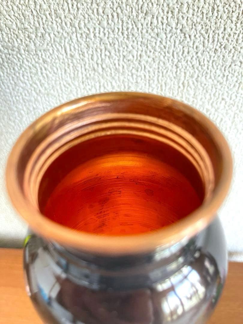 7つチャクラ水筒ブラック銅製ウォーターボトルインドハンドメイドFCB15