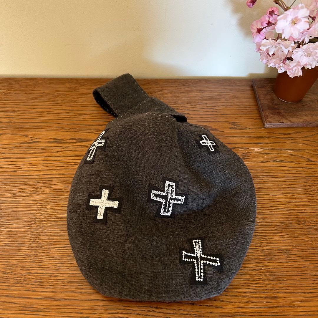 アンティークリネンのしじみバッグ＊ミナペルホネンハギレ＊