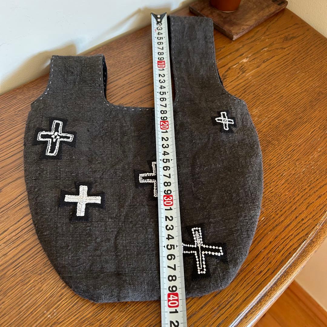 アンティークリネンのしじみバッグ＊ミナペルホネンハギレ＊