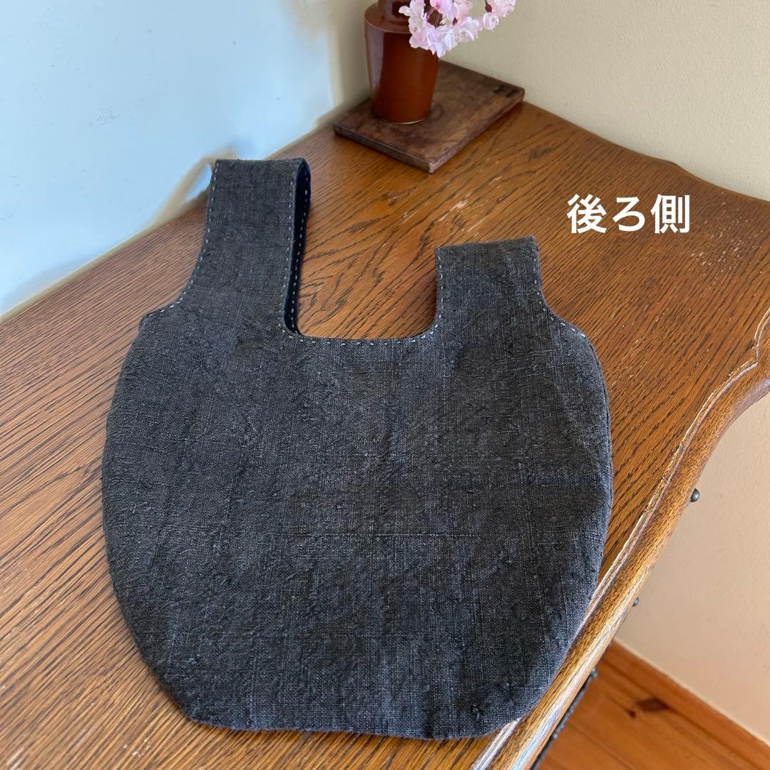 アンティークリネンのしじみバッグ＊ミナペルホネンハギレ＊