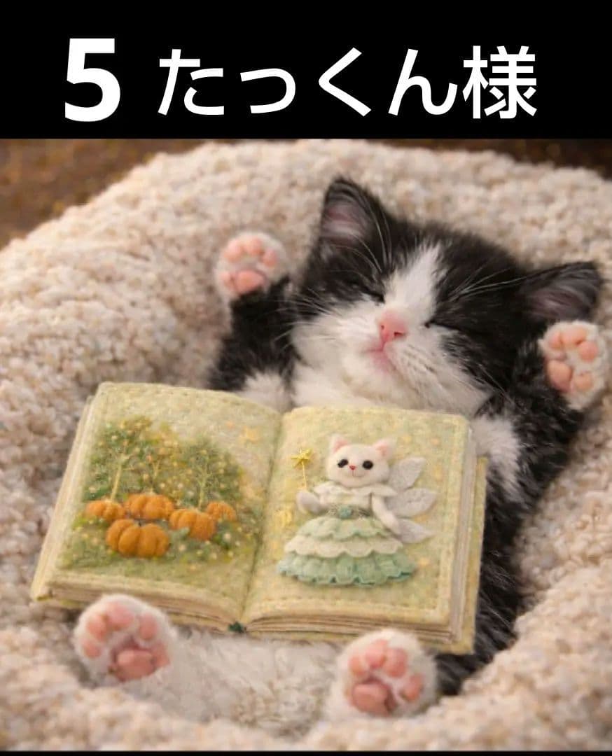 オーダーページ　ハンカチ334 絵本居眠りネコちゃん柄　ハンドメイド3/4