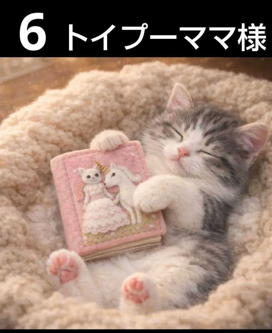 オーダーページ　ハンカチ334 絵本居眠りネコちゃん柄　ハンドメイド3/4