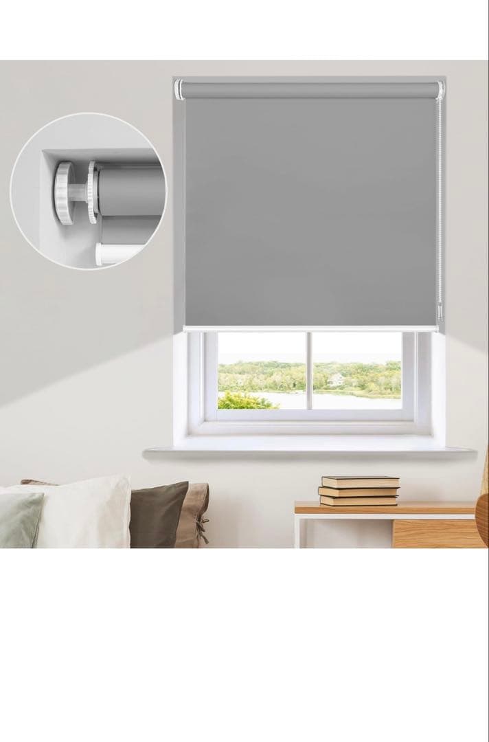 DEMOロールスクリーン ロールカーテン グレー 長さ90x幅160CM