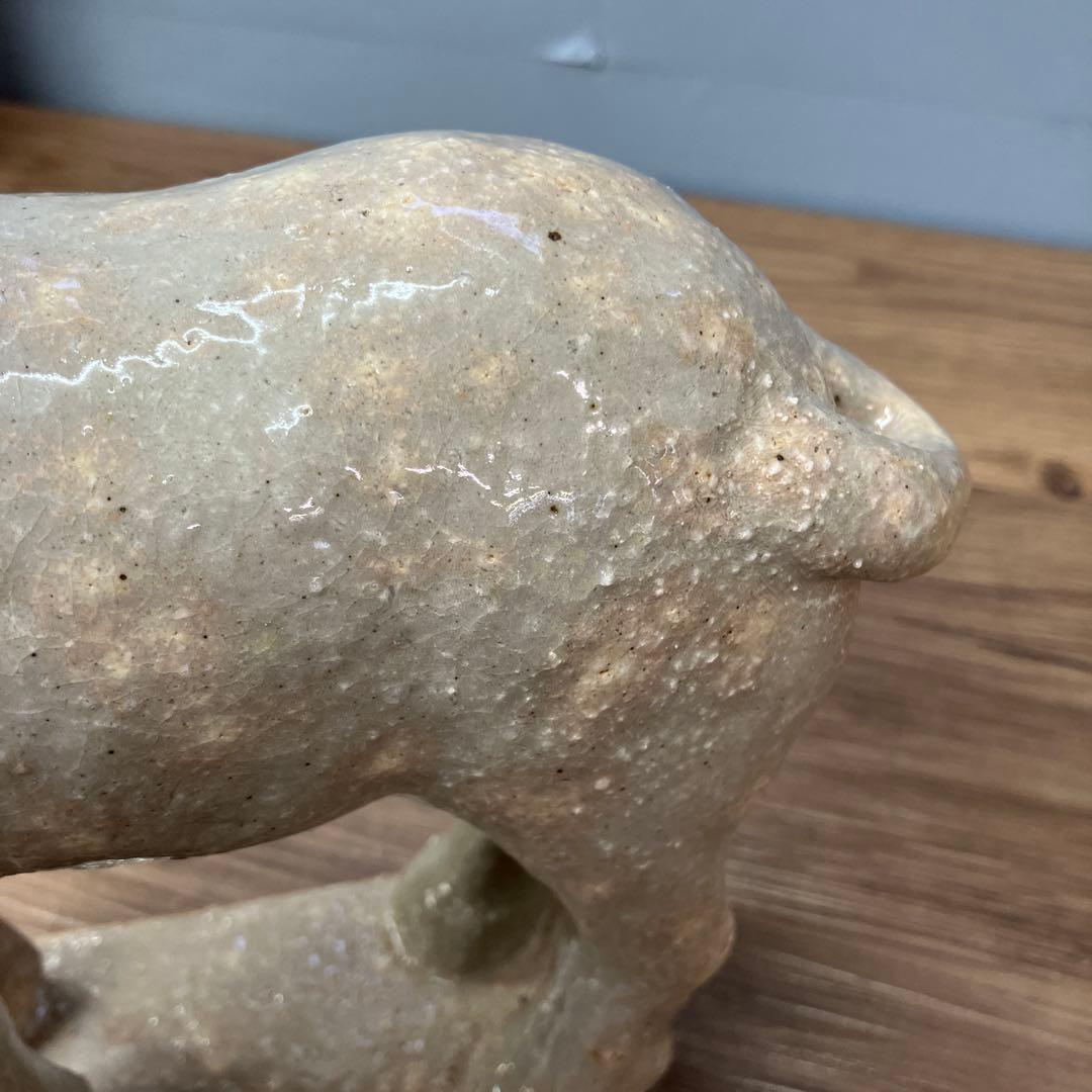 3F 馬 置物 陶器 骨董 干支 午 共箱付き 馬 陶器 オブジェ アンティーク